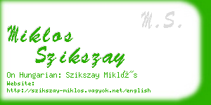 miklos szikszay business card